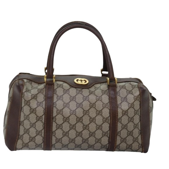 GUCCI GG Supreme Mini Boston Bag PVC Beige Auth ki4575 - Picture 13 of 16